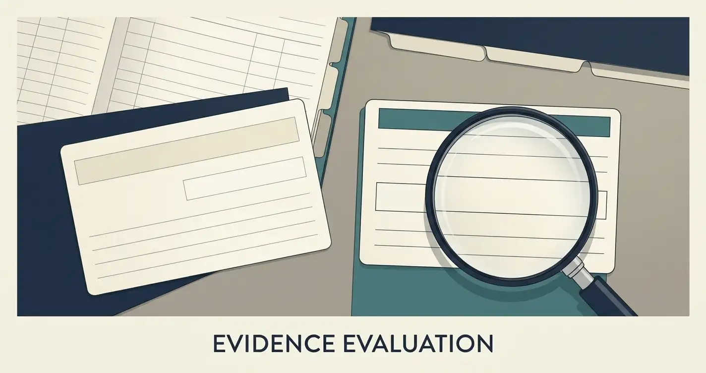Jurisdiction documents and a magnifying glass beside an empty record field